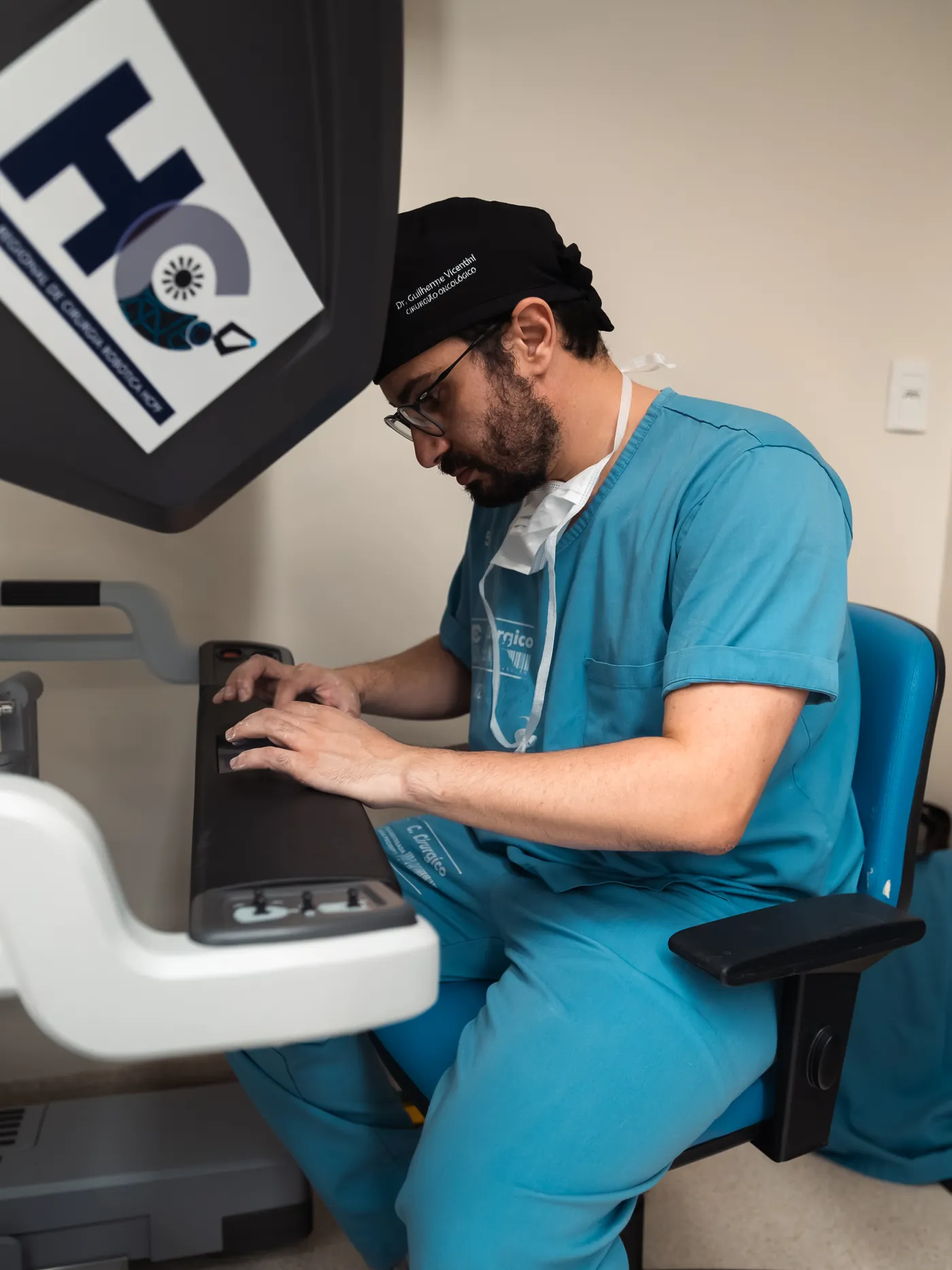 Cirurgia robótica registrada sem interferir na equipe